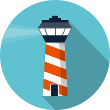 Lighthouse icon representing Government business development (BD) strategy session.