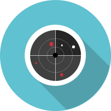 Radar icon representing Government bid opportunity identification for the pipeline.
